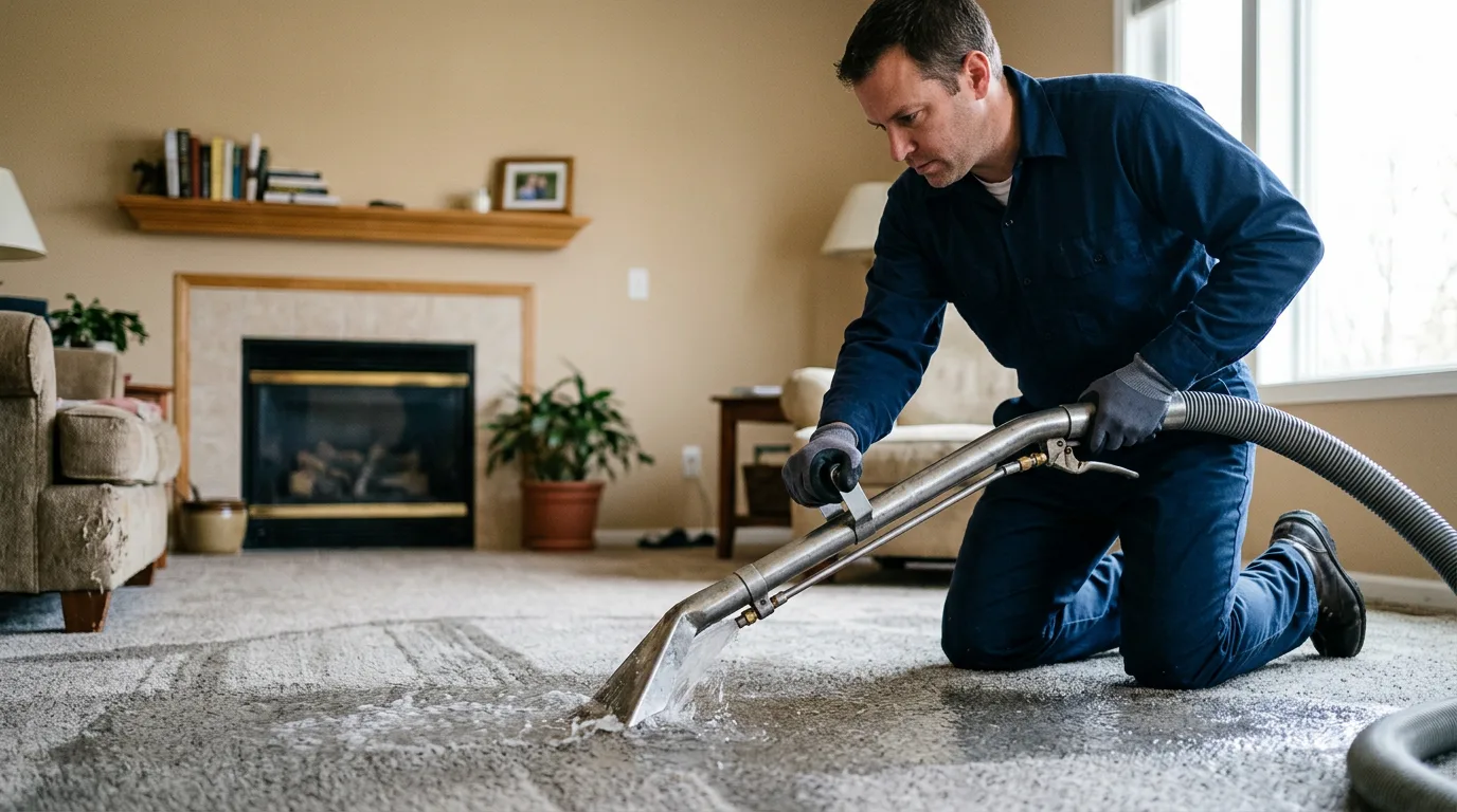 Water damage restoration technician working near Burns, KS